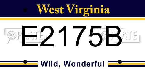 E2175B West Virginia License Plate