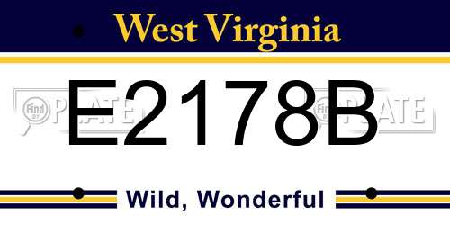 E2178B West Virginia License Plate