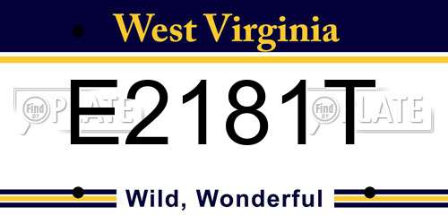 E2181T West Virginia License Plate