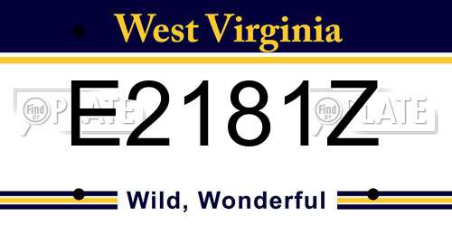 E2181Z West Virginia License Plate
