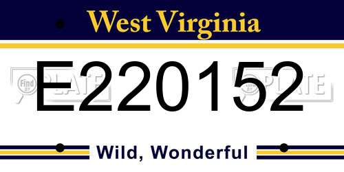 E220152 West Virginia License Plate