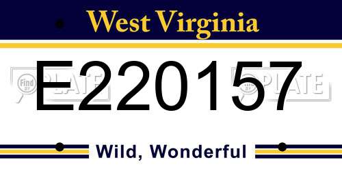 E220157 West Virginia License Plate