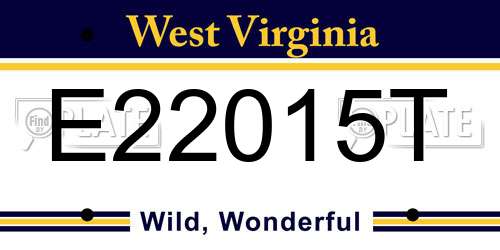 E22015T West Virginia License Plate