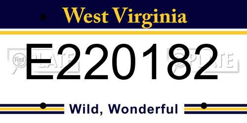 E220182 West Virginia License Plate