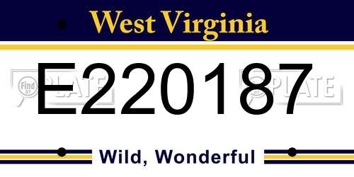 E220187 West Virginia License Plate