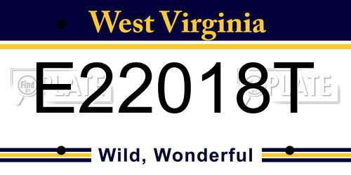 E22018T West Virginia License Plate