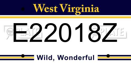 E22018Z West Virginia License Plate