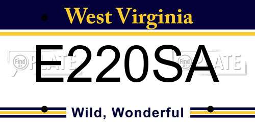 E220SA West Virginia License Plate