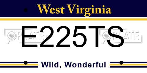 E225TS West Virginia License Plate