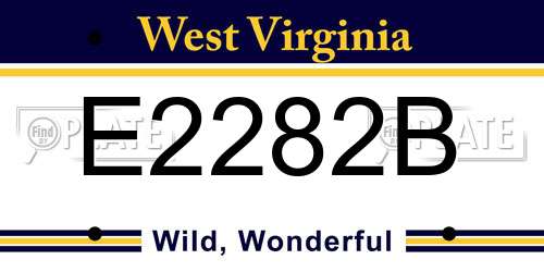 E2282B West Virginia License Plate