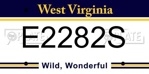 E2282S West Virginia License Plate