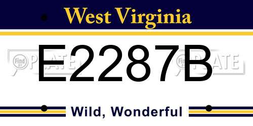 E2287B West Virginia License Plate