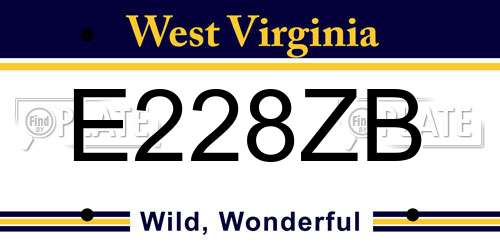E228ZB West Virginia License Plate