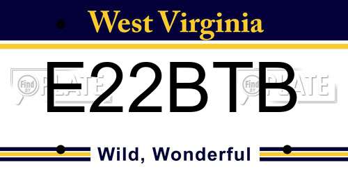 E22BTB West Virginia License Plate
