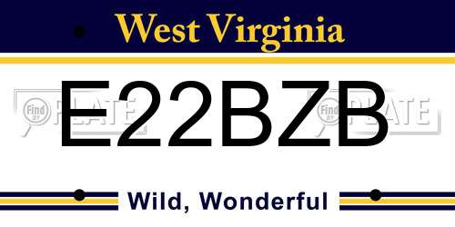E22BZB West Virginia License Plate