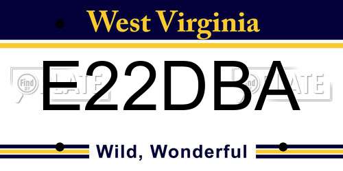 E22DBA West Virginia License Plate