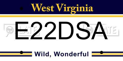 E22DSA West Virginia License Plate