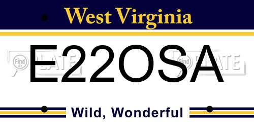 E22OSA West Virginia License Plate