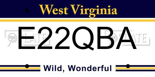 E22QBA West Virginia License Plate