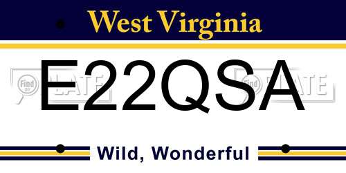 E22QSA West Virginia License Plate