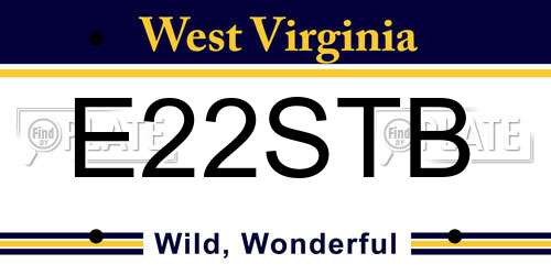 E22STB West Virginia License Plate