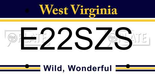 E22SZS West Virginia License Plate