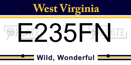 E235FN West Virginia License Plate