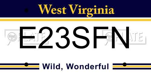 E23SFN West Virginia License Plate