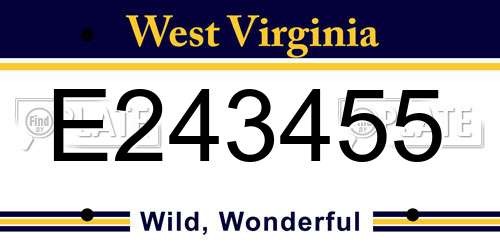 E243455 West Virginia License Plate