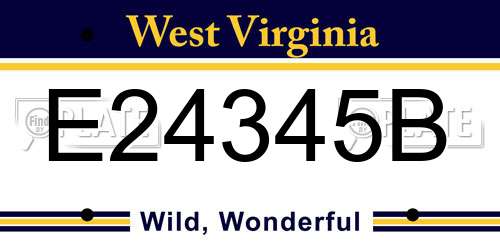 E24345B West Virginia License Plate