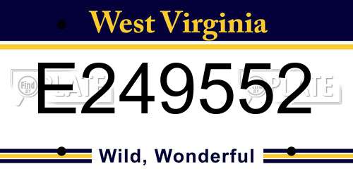 E249552 West Virginia License Plate