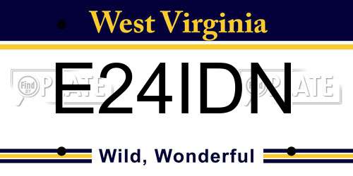E24IDN West Virginia License Plate