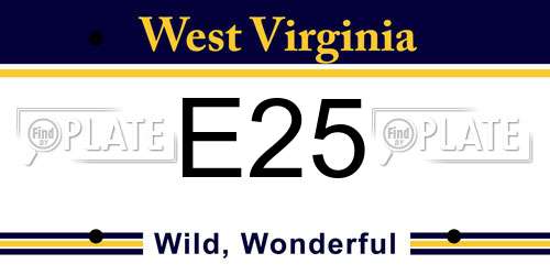 E25 West Virginia License Plate