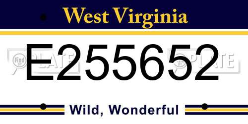 E255652 West Virginia License Plate