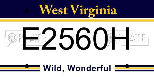E2560H West Virginia License Plate