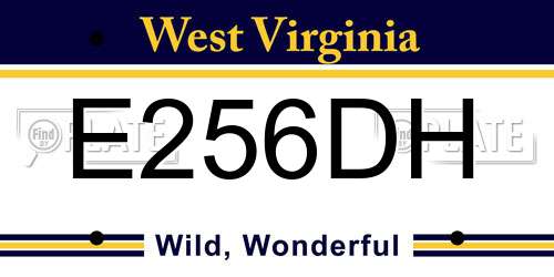 E256DH West Virginia License Plate
