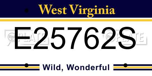 E25762S West Virginia License Plate