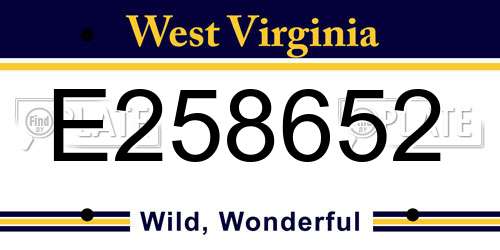 E258652 West Virginia License Plate
