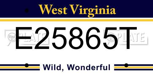 E25865T West Virginia License Plate
