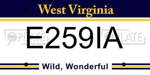 E259IA West Virginia License Plate