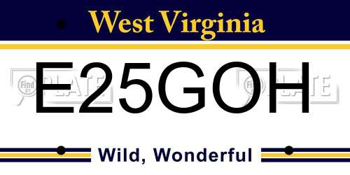 E25GOH West Virginia License Plate