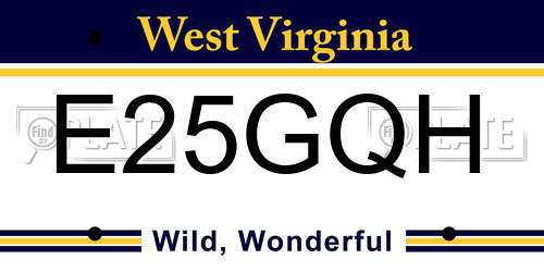 E25GQH West Virginia License Plate