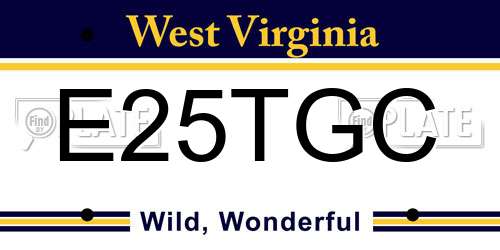 E25TGC West Virginia License Plate