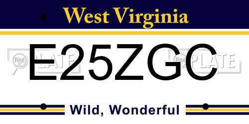 E25ZGC West Virginia License Plate
