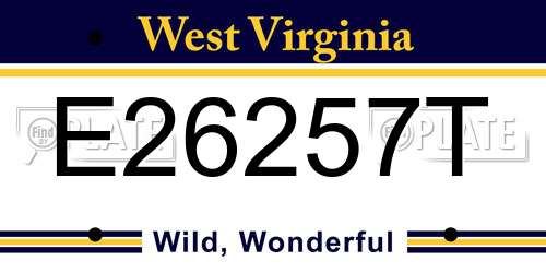 E26257T West Virginia License Plate