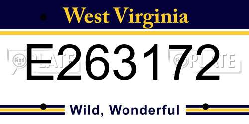 E263172 West Virginia License Plate