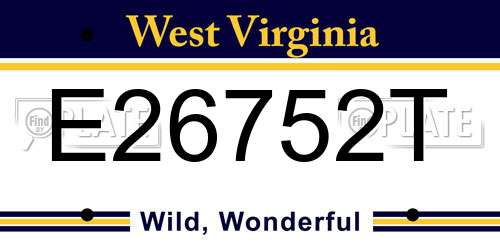 E26752T West Virginia License Plate