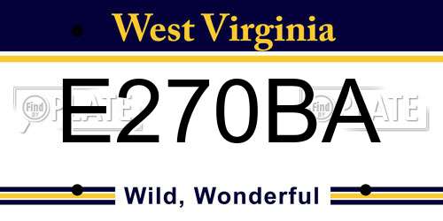 E270BA West Virginia License Plate