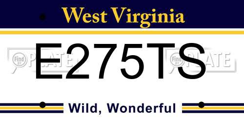 E275TS West Virginia License Plate