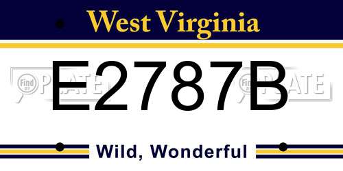E2787B West Virginia License Plate